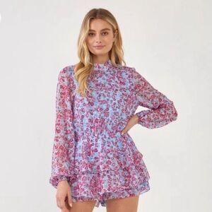 LETTY FLORAL DOTTED OPEN BACK ROMPER